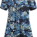 FOLUNSI Womens Plus Size Short Sleeve Henley Shirt V Neck Floral Blouses Tunic Tops M-4XL (XXXL)