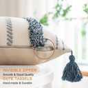 Boho Throw Pillow Covers 12x20 Set of 2 Woven Tufted Farmhouse Pillows Cover with Tassels Textured Striped Cushion Case Lumbar Pillow Cases Decorative Pillowcase for Sofa, Couch, Bed, Dark Blue
