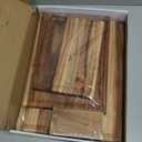 Teak Cutting Board Set with Stand | 3 Pcs Durable Wooden Cutting Boards for Kitchen | Splinter-Free & No Cracking Design | Non-Slip Wood Cutting Boards with Deep Juice Groove