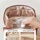 EACHY Travel Makeup Bag, Large Capacity Cosmetic Bag for Women, Waterproof PU Leather, Flat Open Portable Toiletry Bag for Skincare, Brushes & Travel Essentials