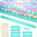 AceOrbit 65" Chunky Blanket Loom Blanket Loom for Chunky Yarn Detachable Portable Design Hand Knitting Looms with a Flannel Storage Bag for DIY Throw Blankets Beginner Friendly Yarn Craft(Aqua Green)