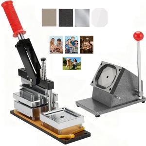 2.5x3.5 in Professional Refrigerator Magnet Making Machine, DIY Rectangle Photo Fridge Magnet Press Kit with 200 Sets Supplies, 100 Sheets Photo Paper & Paper Cutter, Metal Construction