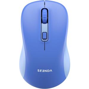 seenda Bluetooth Wireless Mouse, Bluetooth & 2.4G USB Dual Mode, Quiet Clicks, 1600 DPI Smooth Tracking, Ergonomic Design, 24-Months Battery Life, Portable Mouse for Laptop/Mac/Ipad/PC/Tablet-Blue