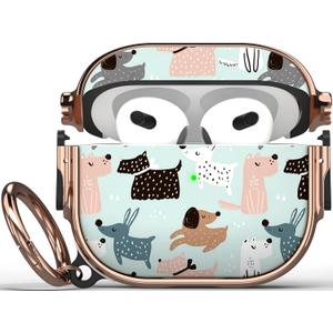 Maxjoy for AirPods 3 Case with Lock, Cute AirPod 3 Case Lock Protective Hard AirPod 3rd Generation Cover for Women Men with Keychain Clip for AirPods 3rd Generation Cover 2021, Dog (Blue + Green)