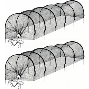 2-Pack Garden Tunnel Shade Net Cover, 10 ft Portable Greenhouse with Quick-Release Tech - Sun & Heat Protection for Vegetables & Plants, Includes Hoops & Stakes (Black Net)