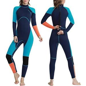 OMGear Wetsuit Men Women 3mm Neoprene Full Body UV Protection One Piece Long Sleeves Scuba Diving Suits Back Zipper Swimsuit for Scuba Diving Surf Snorkeling Swimming, Large
