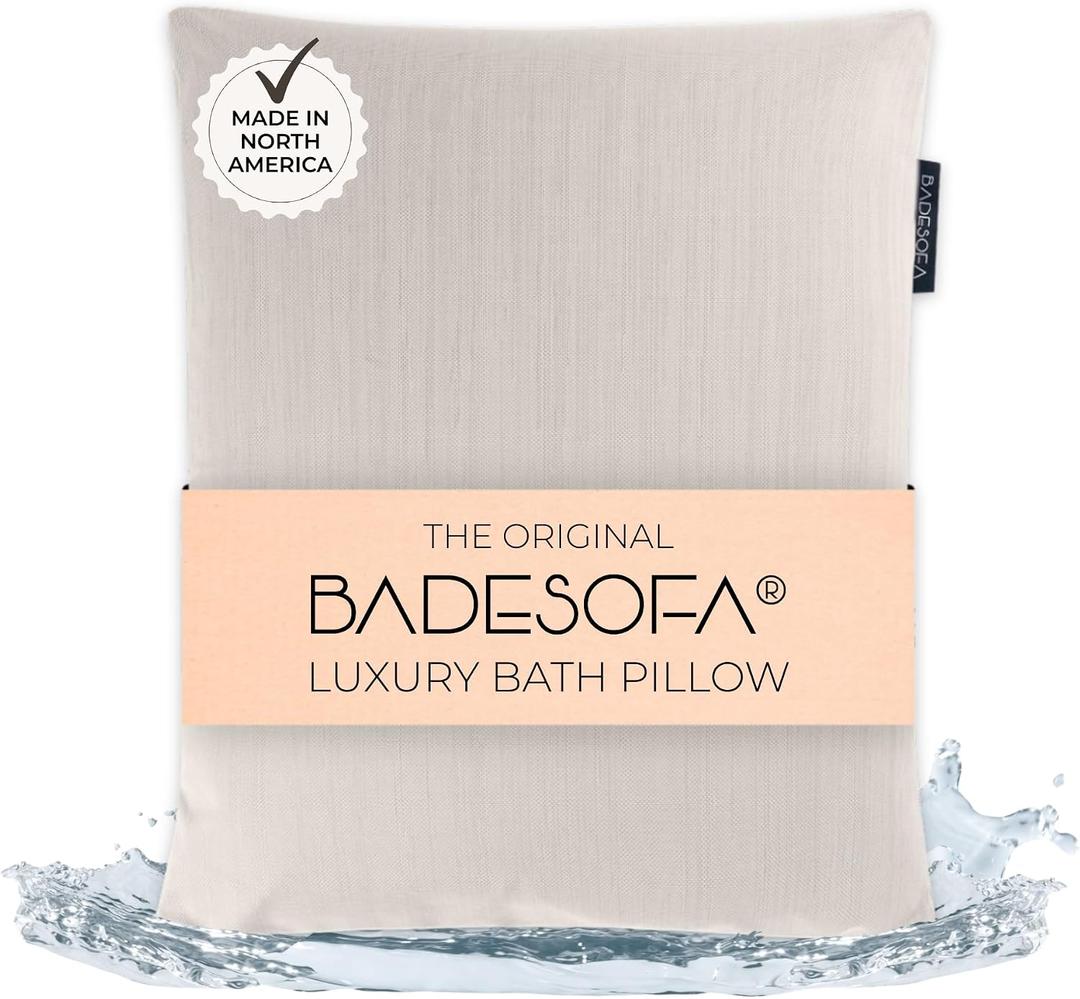 BADESOFA Luxury Bath Pillow S - Ultra Comfortable & Quick-Drying Bath Back Pillow - Washable Full Body Bath Pillow for Bathtub - Therapeutic Head and Neck Support - Luxury Spa Cushion in Ivory Pearl