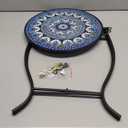 Metal Round Side Table,14 Outdoor Side Tables,Weather Resistant Patio Accent Table for Livingroom Patio Balcony Yard Porch Garden Use, Easy Assemble (Dark Blue)