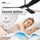 72" Ceiling Fan with Light and Remote, 6-Speed Dimmable Outdoor Ceiling Fan, High CFM Quiet 3 Blade Wood Ceiling Fan, Modern Propeller Ceiling Fan for Outdoor Indoor Living Patio Porch (Black)
