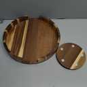 12" Acacia Wood Lazy Susan Turntable Organizer, Double Handle Cabinet Organizer with High Rim，Round Wooden Lazy Susan for Table Top Cabinet Pantry Countertop Cupboard Organization