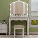 Makeup Vanity Set Teen Vantity Set White Vanity Desk with Mirror and Lights Vanity Table with Lights Vanity Mirror with Lights Desk and Chair Makeup Vanity Table Makeup Vanity with Lights