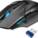 TECKNET Wireless Mouse, USB Cordless Computer Mouse with 8 Buttons, Ergonomic Design, High-Precision 5 Adjustable DPI for PC/Mac/Laptop (Black/Blue)