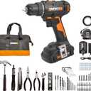 Worx 20V Cordless Drill Driver, 84pc Accessory Kit, Variable 2-Speed, 265 In-Lbs Torque, 20+1 Clutch, Lightweight, Compact, 3/8-Inch Keyless Chuck - Battery & Charger Included