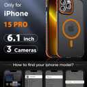 DEERLAMN Strong Magnetic Case for iPhone 15 Pro 6.1-Inch,[Compatible with Magsafe][Military Grade Drop Protection] Translucent Matte Shockproof Protective Phone Cover-Forest Orange
