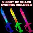 ArtCreativity Light Up Shark Swords for Kids, Halloween Costume Accessories, Halloween Light Up Toys, Set of 3, 15 Inch Toy Sword with Flashing LED Lights, Great Toy Sword for Kids