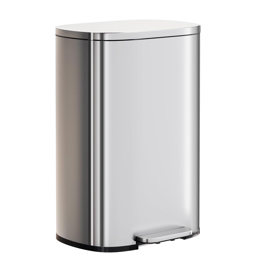 PayLessHere 13 Gallon (50L) in Home Recycling Bin Kitchen Stainless Steel Recycling Bin with Lid Removable Inner Bucket Foot Pedal Soft Close for Office Home Kitchen Garbage Can Trash Bin
