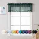 Chyhomenyc Sheer Valances for Windows 2 Pack, Small Window Curtains for Living Room Bathroom, Modern Top Dual Rod Pocket Basement Curtains for Small Window, 42Wx14L inches, 2PCS, Hunter Green