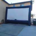 24 Feet Inflatable Projector Movie Screen Outdoor Indoor, Portable Blow Up Cinema Projection Screen, with Air Blower, Tie-Downs and Storage Bag, for Backyard Pool Party Movie Nights
