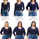 Emmalise Women's Junior and Plus Size Vneck Tshirt Long Sleeves Shirt Tee (S)