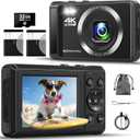 Digital Camera - 4K 44MP UHD Digital Cameras for Photography - Autofocus Point and Shoot Vlogging Camera with 16X Zoom, 32GB SD Card, 2 Batteries - Compact Small Cameras for Kids Teens Boys Girls