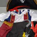 Latocos 16pcs Kids Pirate Costume Toddler Boys Halloween Dress Up Costume with Medallion Pirate Hat Sword Compass Bag Coins 120