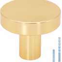 10 Pack Gold Kitchen Cabinet Knobs Brushed Brass Cabinet Knobs, Solid Gold Knobs for Dresser Drawer Knobs, Round Single Hole Knob for Cabinets and Drawers