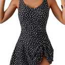 One Piece Swim Dress Swimsuits for Women Tummy Control Swimdress Skirt Bathing Suit, Size 2XL