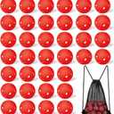 Tanlade 36 Pack Baseball Practice Balls Plastic Training Balls Lightweight Hollow Softballs with a Drawstring Bag for Hitting, 2.91 in Baseball Batting Training Pitching Indoor Outdoor Use (Red)