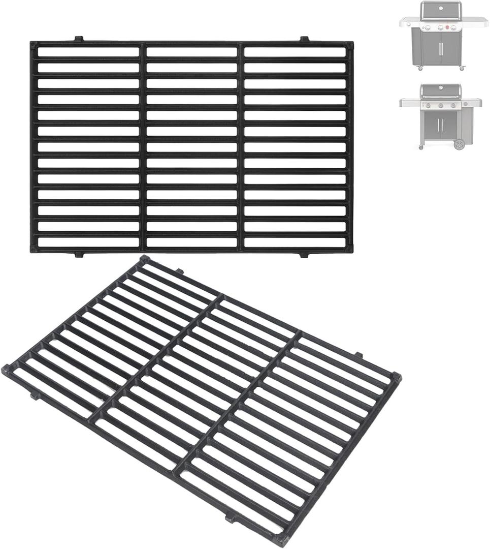 66095 18.75" Grill Grates for Weber GS4 Genesis II 300 and Genesis II LX 300 Series, for Weber Genesis 2 Grill Parts Genesis ii E-310 ii E-315 Grill Grates Replacement Parts for Weber 66802, 18 3/4" x 13 1/4"CI