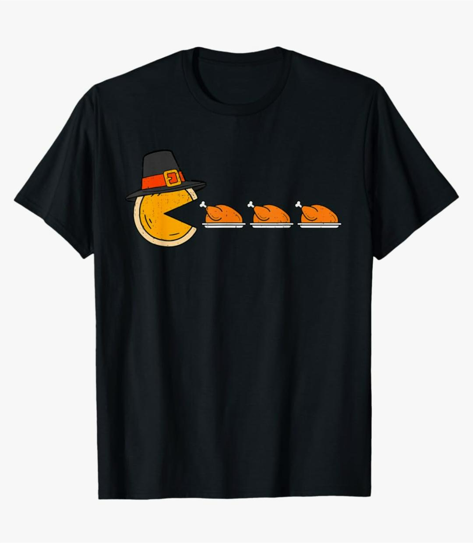 Funny Video Game Eating Turkey Thanksgiving Gamer Boys Kids T-Shirt, XXL
