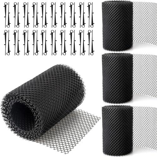 NDSWKR 4 Pack Gutter Guard Mesh Rolls, 6 Inch x 20 Feet Plastic Gutter Leaf Guards with 40 Clip Fixed Hooks, DIY Rain Gutter Covers Preventing Leaves, Twigs, Branches and Debris from Clogging
