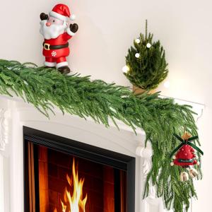 1 Pcs 6 Ft Artificial Norfolk Pine Garlands,Realistic Pine Garland,Artificial Greenery Garland for Christmas Table,Mantle, Wall, Indoor, Outdoor Decorations