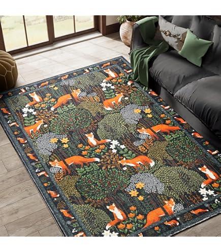 Moynesa Floral 2x3 Entryway Rug, Washable Kitchen Rugs Non Slip Front Door Mat for Indoor Entrance, Boho Ultra Thin Small Rug Soft Throw Carpet for Bathroom Bedroom, Black