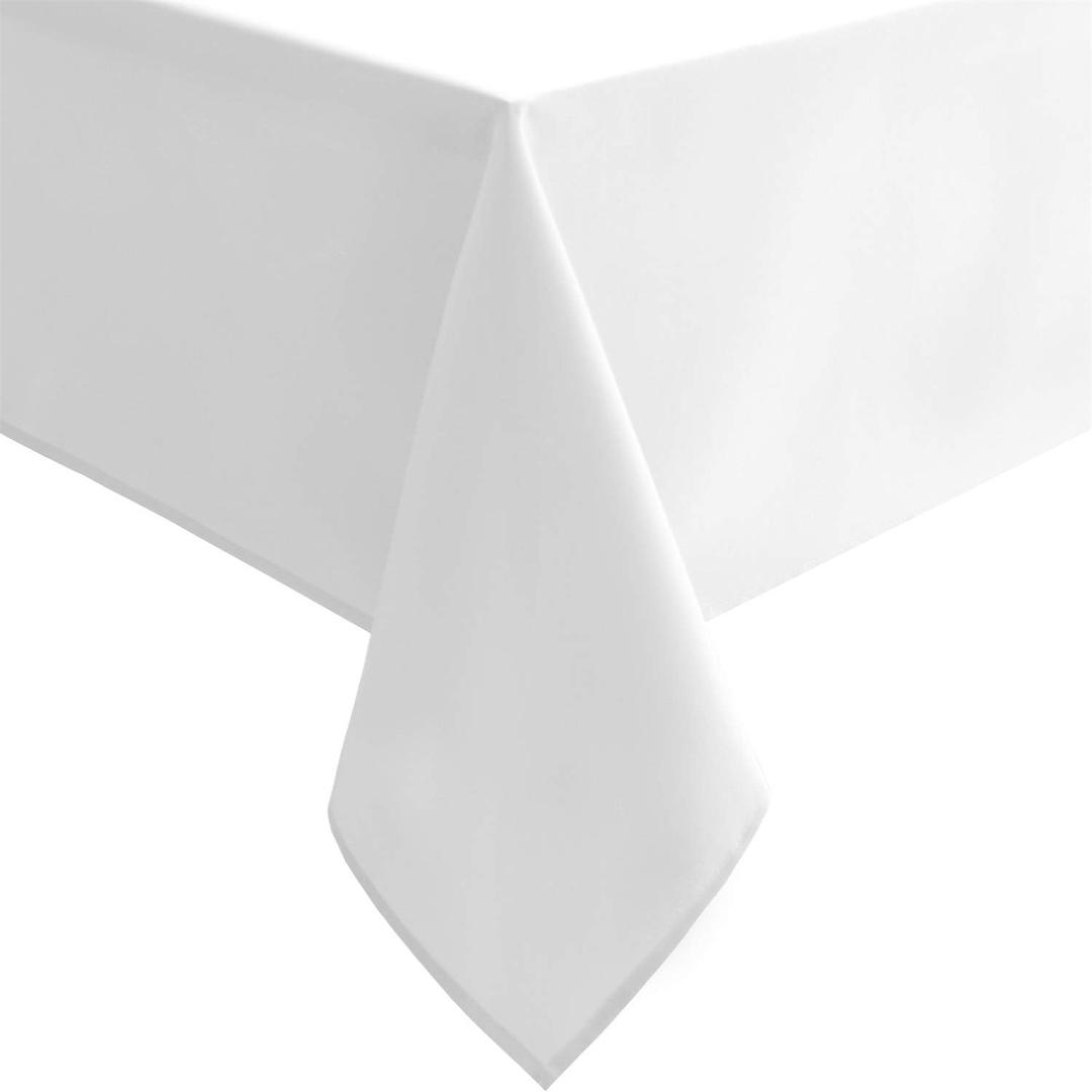 Hiasan White Rectangle Tablecloth - Waterproof Washable Polyester Fabric Table Cloth for Buffect Dining Birthday Party Wedding, 70 x 90 Inch