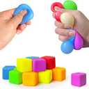 8 Pcs Stress Cube Bulk Ice Cube Stress Ball Anxiety Relief Soft Squeeze Sensory Ball for Party Favors Prizes Goodie Bag Stuffers (Pink,Blue,Green,Orange)