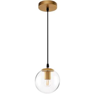 JAGORI Glass Pendant Light,Mid Century Modern Light Fixture,Hanging Lights for Kitchen Island,Bathroom, Bedroom,Hallway Foyer (Gold, 6 in)
