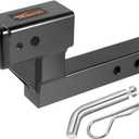 Towever 84122 Receiver Hitch Extender with 4" Drop/Rise, 9" Extension, Hitch Riser Solid Tube (GTW/TW 5000/500 LBS) with Pin and Clip
