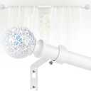 White Curtain Rods for Windows 18 to 60 Inch,1 Inch Adjustable Heavy Duty Decorative Mosaic Colourful Ball Curtain Rod,Telescoping Window Curtain Rod for Bedroom,White Drapery Rods 18-60"