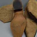 IUV Cowboy Boots For Women Western Cowgirl Boots with Chunky Heel Mid Calf Snip Toe Ideal for low insteps (7.5, Camel)