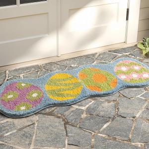 Ashler Easter Bathroom Rugs, Blue Eggs Area Rugs, Easter Spring Decorations Runner Rugs, Living Bedroom, Indoor & Outdoor Easter Rug, Washable Bath Mats, Easter Decor for Home