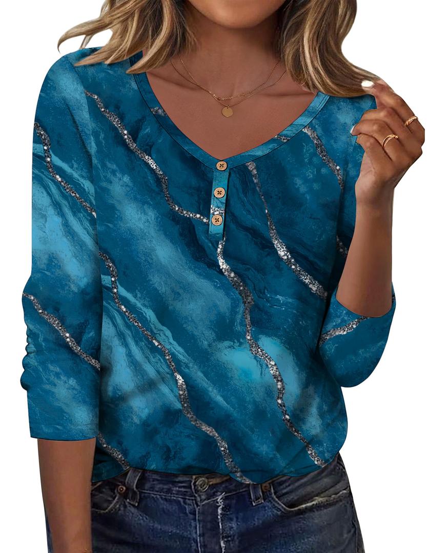 Zeagoo Womens Tops Long Sleeve Shirts Business Casual Floral Blouse Loose Fit V Neck Basic Tees Elegant Fall Outfit