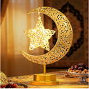 Ramadan Decorations for Home, Crescent Moon Lamp with Star Light, Islamic Table Decor Night Lamp, Battery Operated Eid Mubarak Ramadan Lights for Home Decorations & Gifts