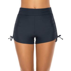 Women's Swim Shorts High Waisted Bathing Suit Bottoms Swimsuit Boy Shorts Swimwear Bikini Board Shorts (Large, Dark Grey)