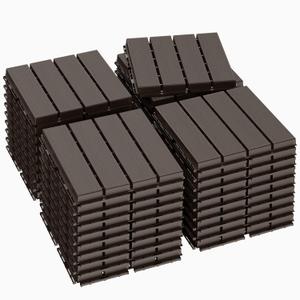 Goovilla Plastic Interlocking Deck Tiles, 36 Pack Balcony Flooring, 12"x12" Waterproof Outdoor Flooring All Weather Use, Patio Floor Decking Tiles for Porch Poolside Backyard Concrete, Dark Coffee