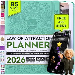 Deluxe 2026 Planner Weekly and Monthly | Law of Attraction Planner with Productivity App | 12-Month for Productivity, Gratitude & Goal Setting | Includes Foldable Vision Board, Gift Box & Stickers