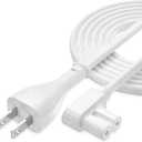 AGVEE 5ft TV Power Cord, 90 Degree Angled L-Shaped UL Listed 2-Prong AC Power Cable IEC C7 C8 Compatible with Samsung LG Sony Insignia Apple TV LCD LED, Vizio Roku JBL Partybox, White