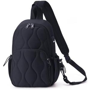 Wandering Nature Sling Bag for Women Lightweight Quilted Crossbody Bag Fits for 11" Tablet with Breathable Back Panel Anti Theft Pocket Padded Strap USB Charge Port, Ideal for Travel, Daily Use