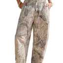 EXLURA Womens 100% Cotton Camo Pants High Waisted Straight Leg Baggy Denim Trousers Y2K Trendy Casual Forest Camo Cargo Jeans,XS