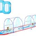 23FT Lawn Water Slide with Dual Metal Frame & Independent Sprinkler System, Water Slide for Kids Backyard, Includes 2 Bodyboards, 6 Stakes, Air Pump, Outdoor Water Toy Summer Lawn Games