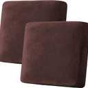 H.VERSAILTEX Velvet Stretch Couch Cushion Cover Plush Cushion Slipcover for Chair Loveseat Sofa Cushion Furniture Protector Seat Cushion Sofa Cover (2 Piece Large Sofa Cushion Covers, Brown)